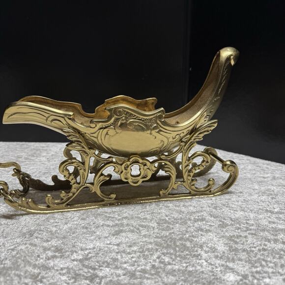 Large 22” Vintage Solid Brass 3 Piece Christmas Reindeer and Sleigh Stunning! - Picture 13 of 16